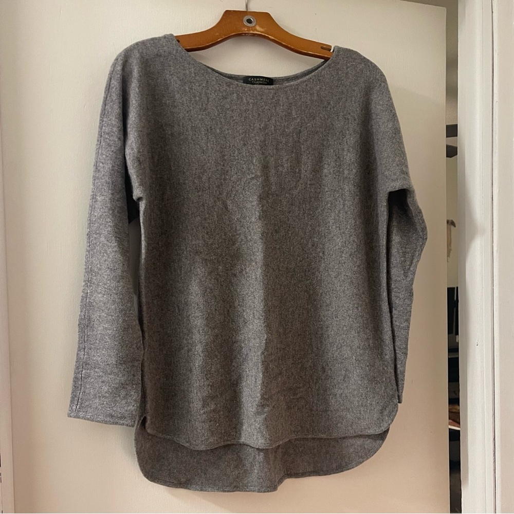 Charter Club Heather Gray Crew Neck Cashmere Sweater